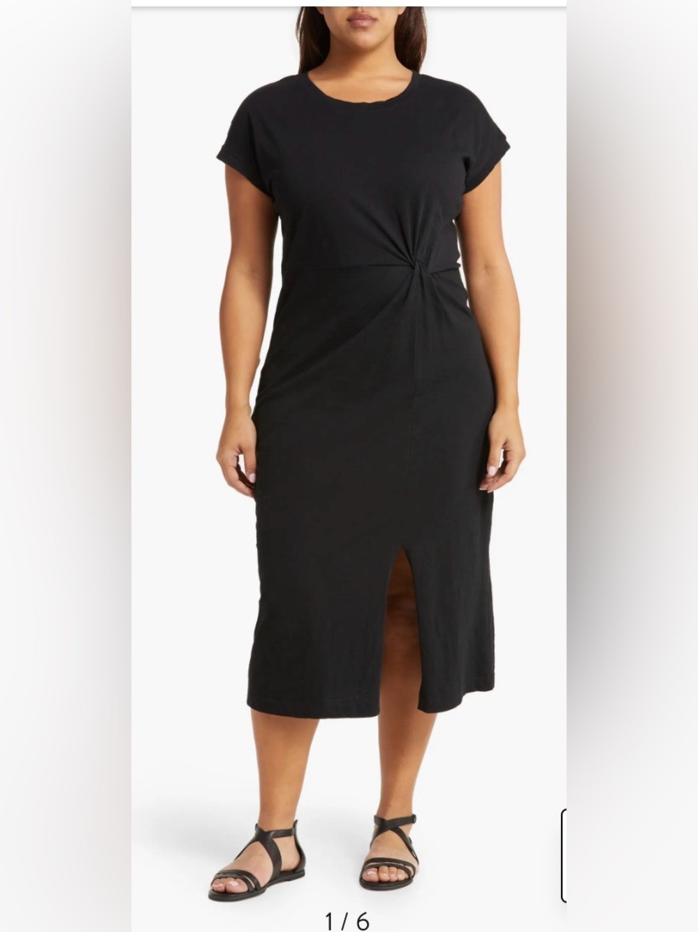 Caslon 1X Twist Detail Dress Black Organic Cotton T Shirt Dress Minimalist